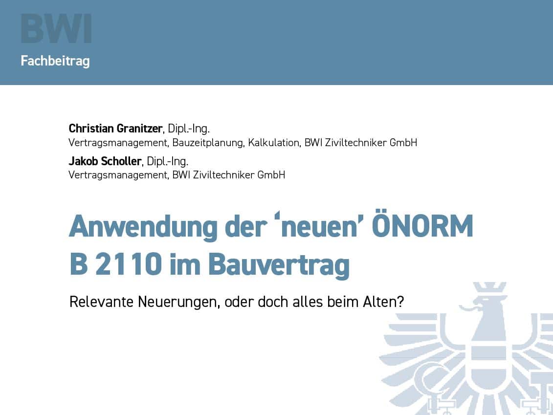 Read more about the article ÖNorm B 2110 (2023) | Relevantes Neues?